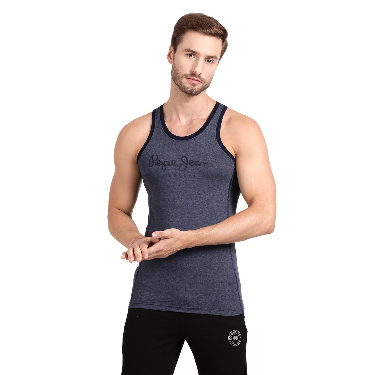 Pepe Jeans MenS Relaxed Vests (Atv03_Dark Blue Melange Medium)