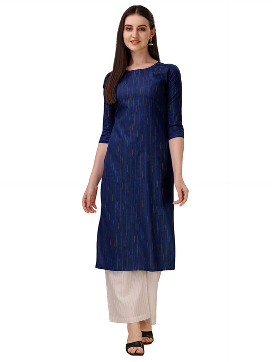 Wedani Women's Cotton Round Neck Casual wear Straight Kurta (KRT503)