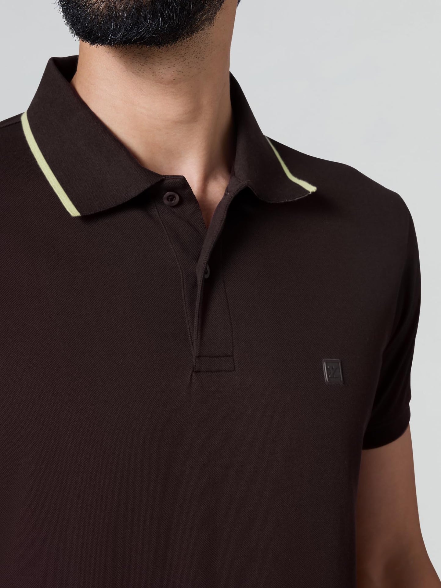 XYXX Mens Solid Cotton Polo T-Shirt | Mercerized Pique Polo Collor Tshirts | Half Sleeves | Solid-Slim Fit | Espresso Brown