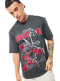 Bewakoof Official Marvel Merchandise Deadpool Mens Graphic Print Oversized Fit Half Sleeve Round Neck Cotton Jersey T-Shirt_644