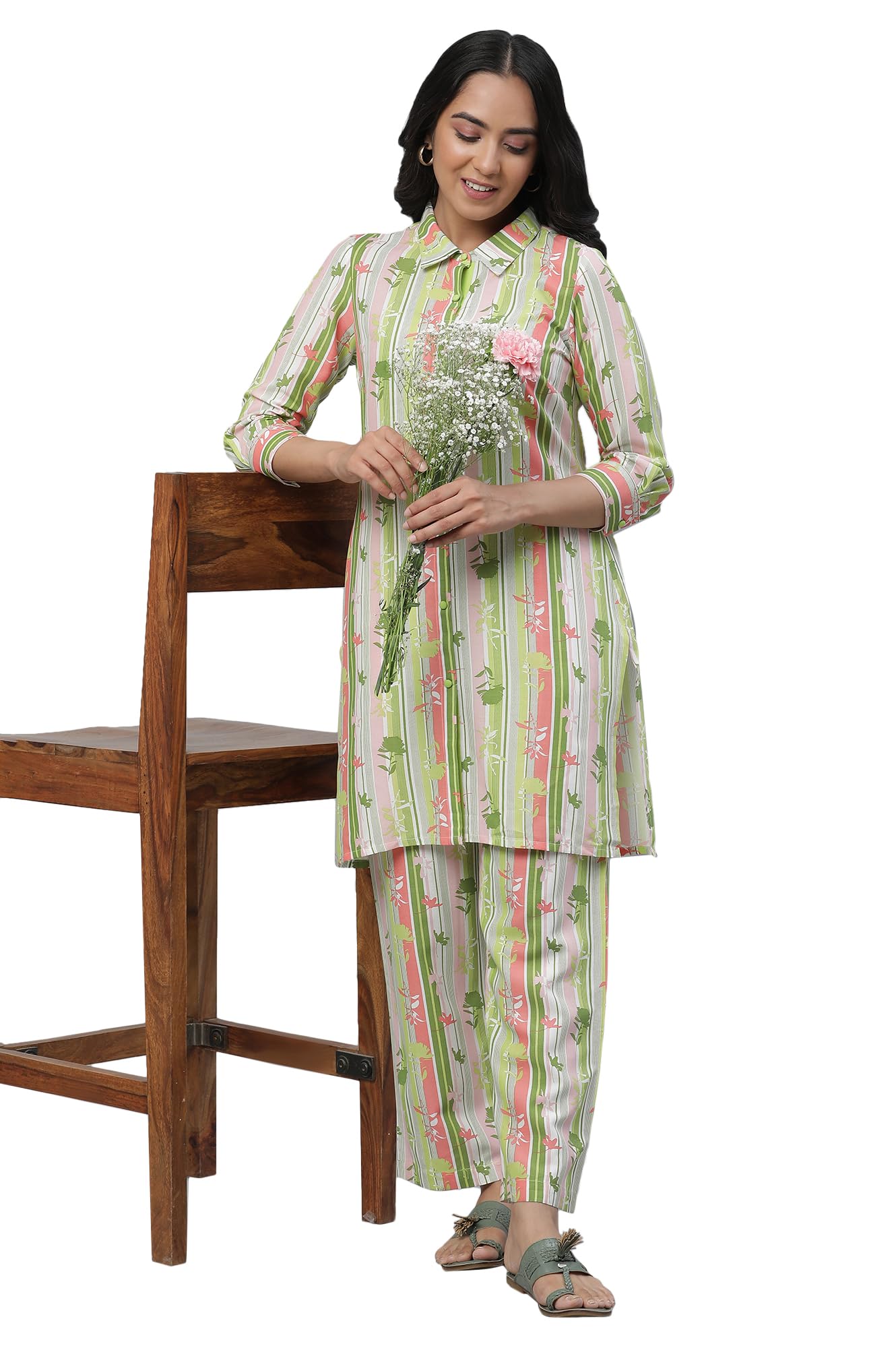 Aurelia Women Kurta & Trouser 23AUAS14425-506863-Green-XS