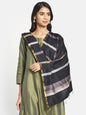 Fabindia Black Cotton Silk Woven Stole (Free Size)