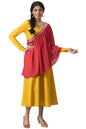 Aurelia Women's Yellow Zari Embroidered Dress With Pink Embroidered Dupatta_22AUAS13512-505420_XXL