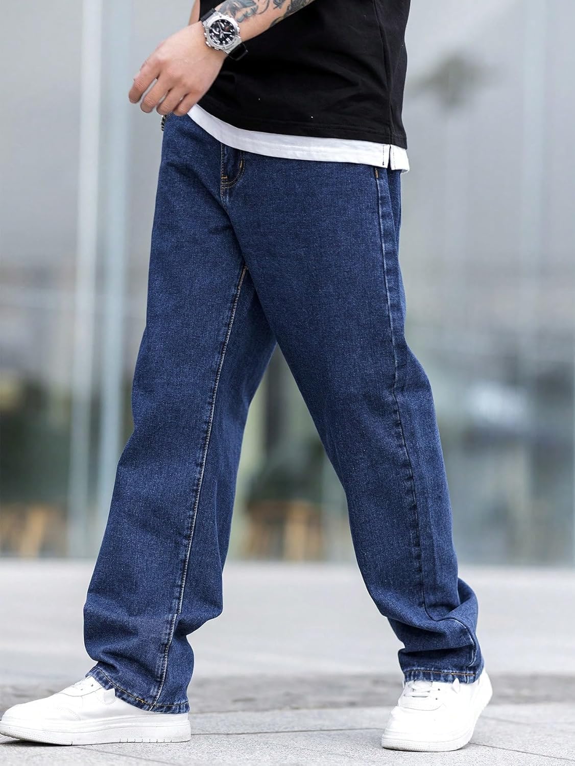Kotty MenS Solid Regular Fit Mid Distressed Fashionable Trendy Denim Jeans(Blue,32)