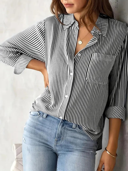 Indoprimo Striped Shirt For Women Full Sleeve Stylish Oversize Fit Shirt