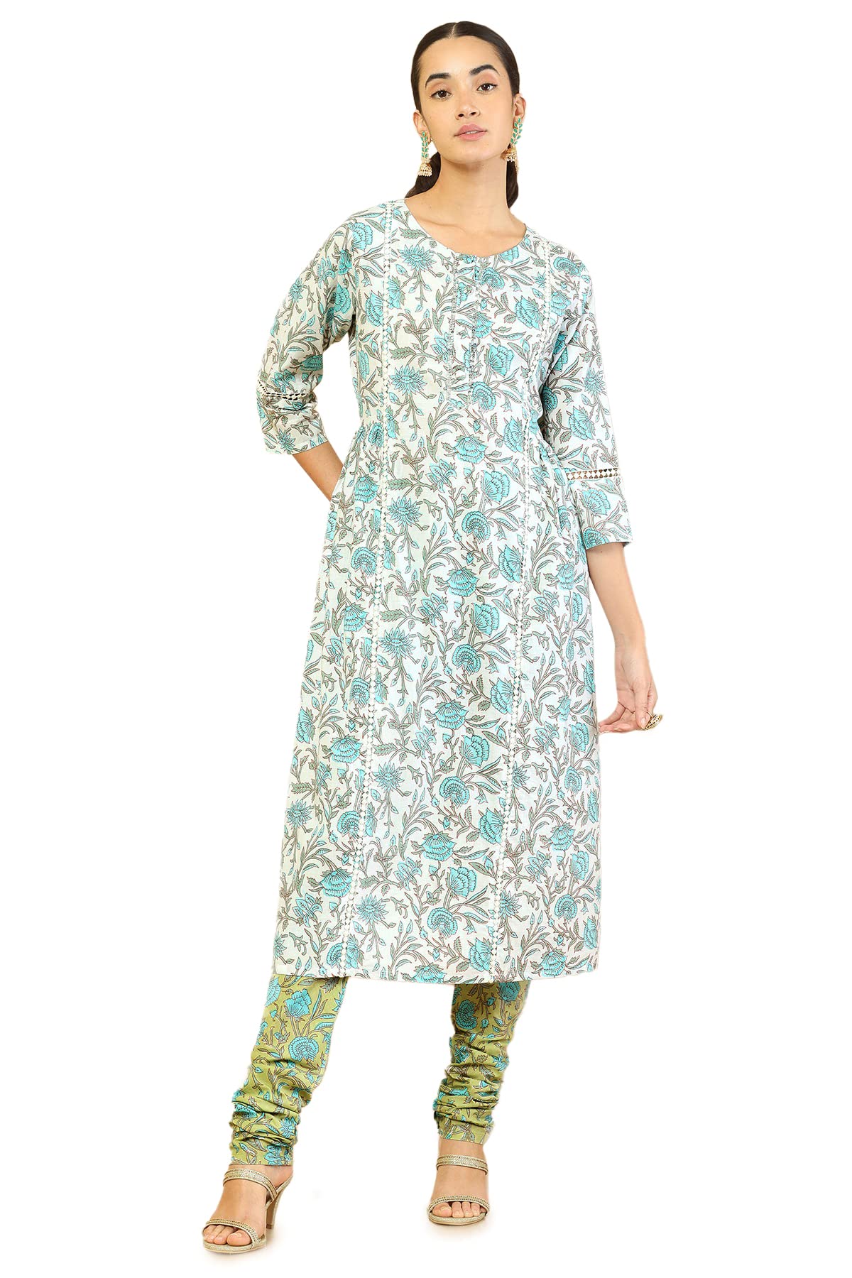 Soch Off White Cotton Regular Fit Kurtis for Women