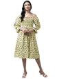 Aarika Women Yellow Color Printed Georgette Dress (SP-DR-AW-052-GOLD-L)