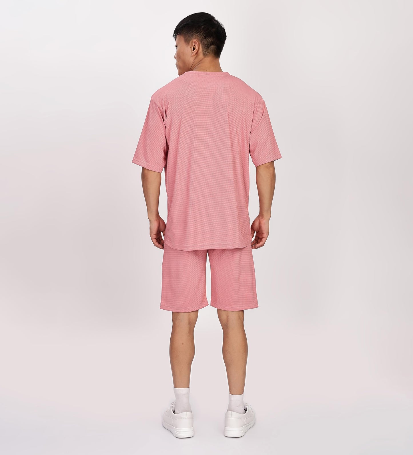 SHODOX Mens Round Neck Solid Relaxed Fit Tshirt and Short Co-ords Set for Mens (Pack of 1) Rose Gold