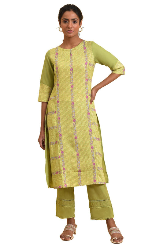 W for Woman Women Polyester Floral Printed Straight Summer Regular Kurta