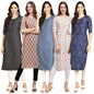 Pinkmint Elegant Printed Crepe KurtiS For WomenS (Pack Of 5)