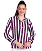 POPWINGS Stripe Printed Crepe Shirt for Women Stylish Western Casual Regular Fit Full Sleeves Shirts for Women Shirt
