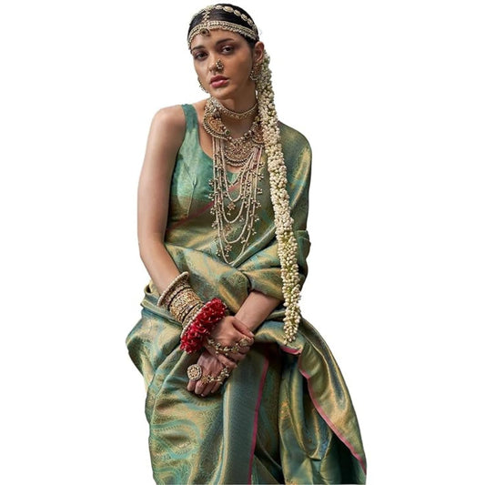 Madhuhansh Womens Kanjivaram Patola Silk Designer Saree With Unstitched Blouse Piece Perfect For Wedding And Festive Occasions L