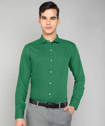 Mildin MenS Regular Cotton Blend Light Green Slim Fit Solid Button Down Spread Collar Full Sleeve Curved Hemline Formal Shirt W