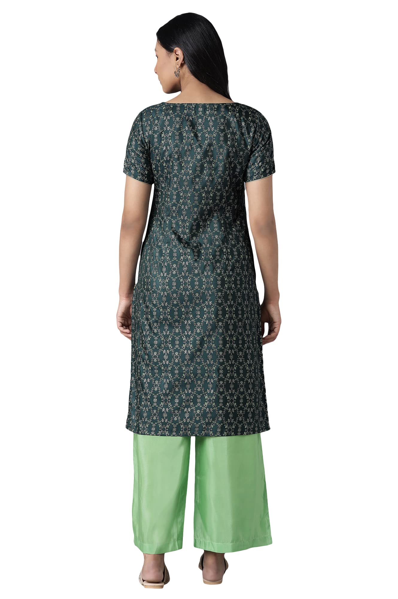 Aurelia Women's Polyester Printed Straight Kurta & Palazzo Set