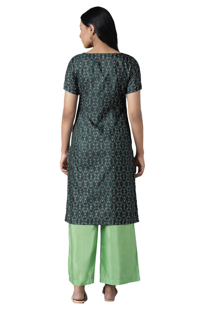 Aurelia Women's Polyester Printed Straight Kurta & Palazzo Set