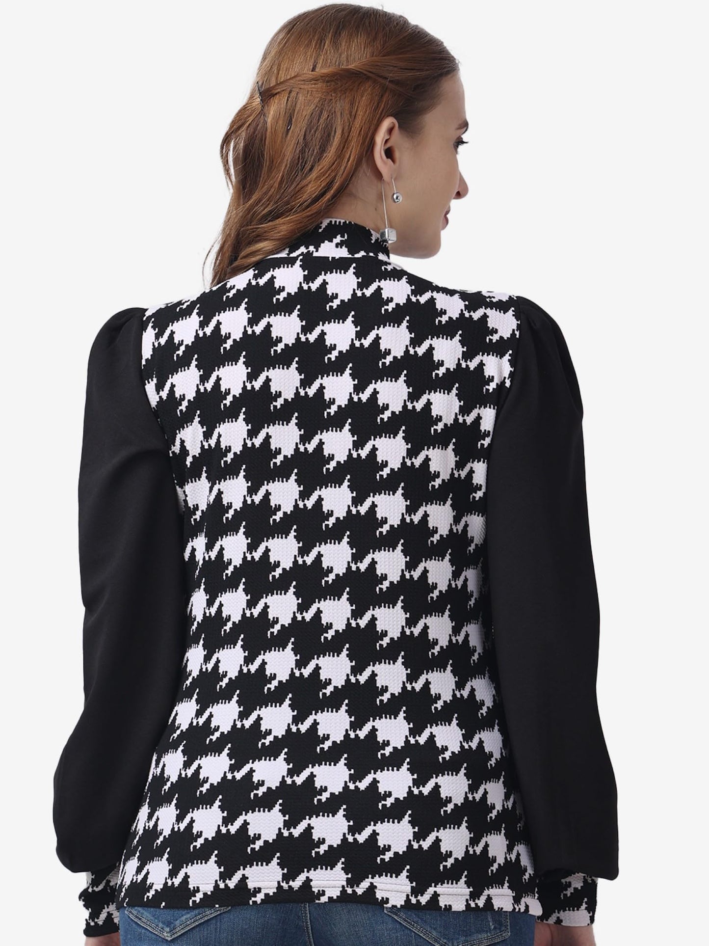 POPWINGS Casual Printed Solid Top for Women || Long Puff-Sleeves Women Top || Round-Neck Top for Women || Stylish Latest Western