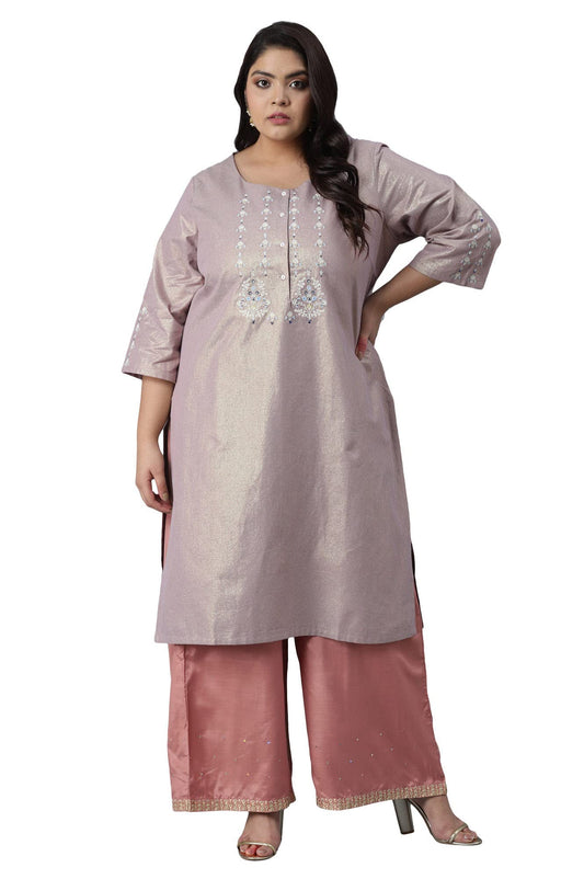 W for Woman Women's Cotton Straight Fit Shimmery Straight Kurta