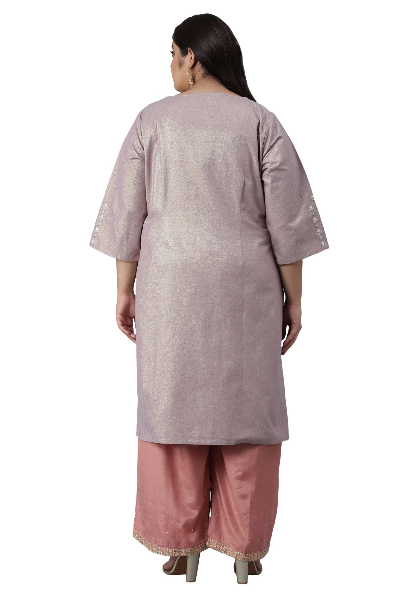 W for Woman Women's Cotton Straight Fit Shimmery Straight Kurta