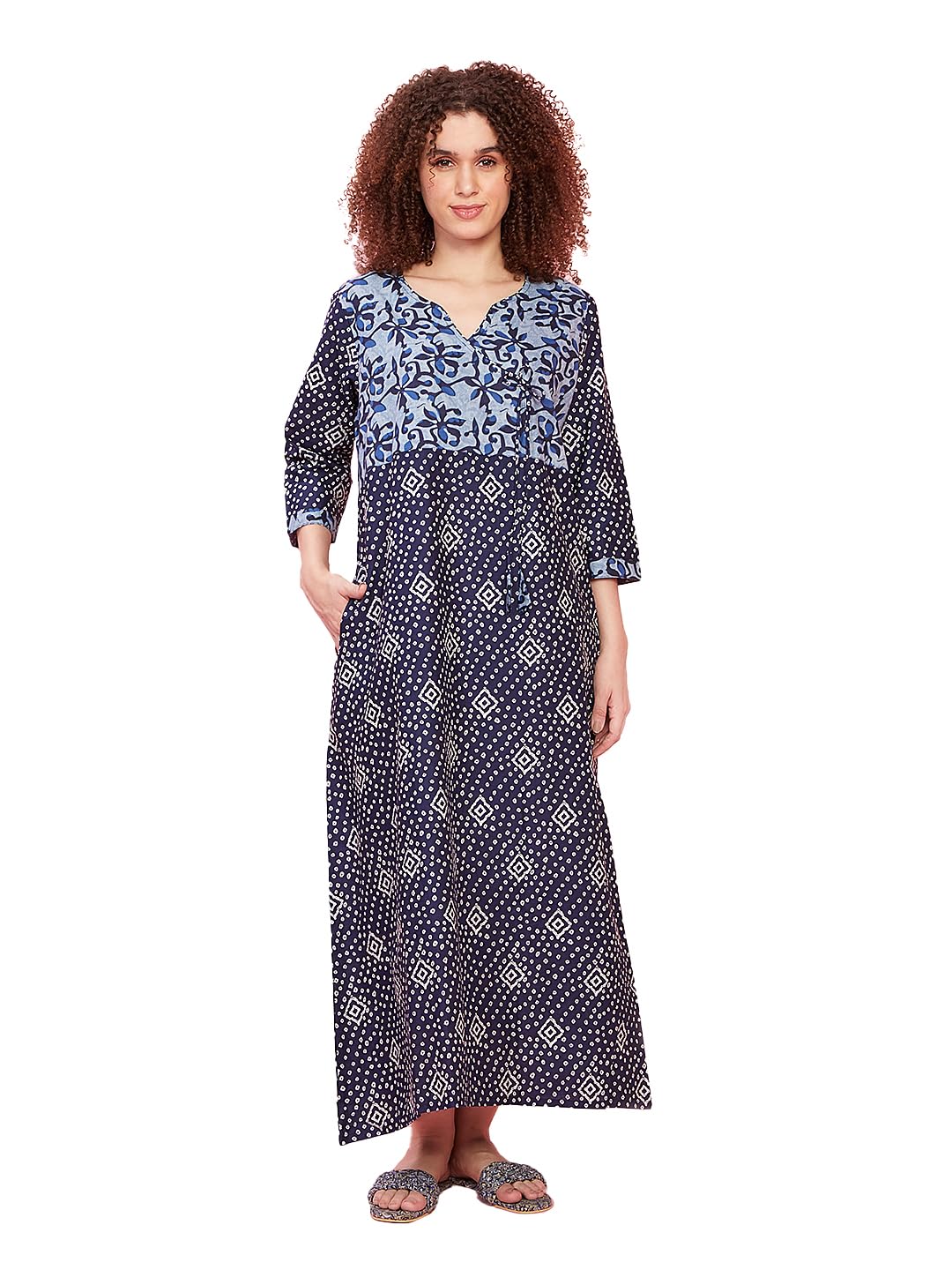 Evolove WomenS 100% Cotton Supersoft With Beautiful Embroidery Long Maxi Night Gown Nighty Dress With Pocket, Most Comfortable