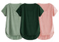 Fabricorn Combo Of Three Plain Bottle Green, Sage Green And Dusty Rose V-Neck Up And Down Cotton Tshirt For Women (Bottle Green,
