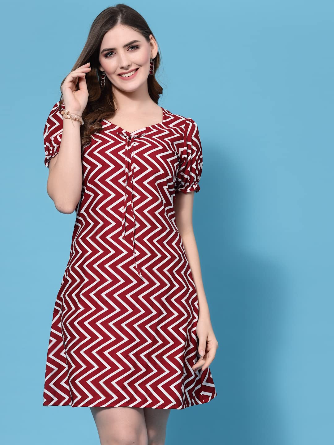 Oomph! Dress For Women Stylish| Summer Vacation Style |Floral Print Puff Sleeve Dress | Lightweight Flared Maxi For Casual & Hol