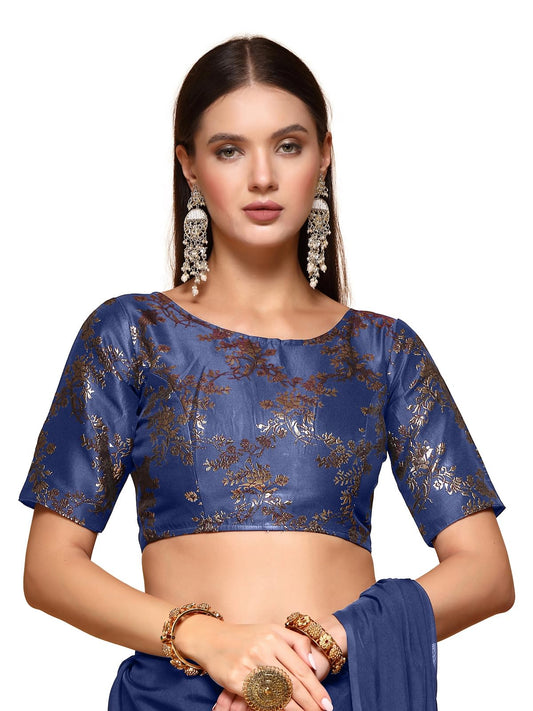 OOMPH! Readymade Blouse for Women, Brocade, Boat Neck, rbbl518