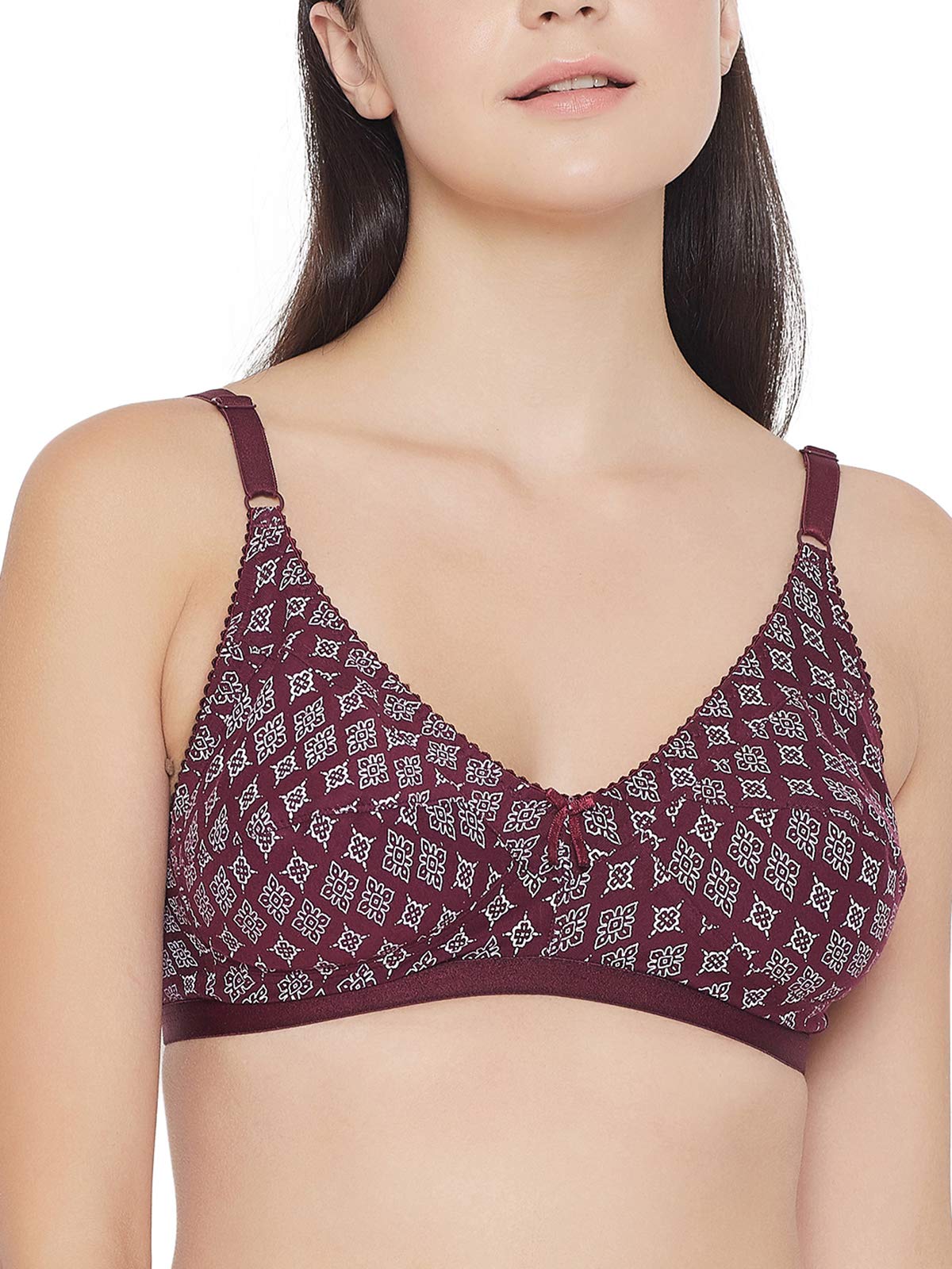 Clovia Womens Cotton Non-Padded Wire Free Regular Bra (BR0185K0934B_Maroon_34B)