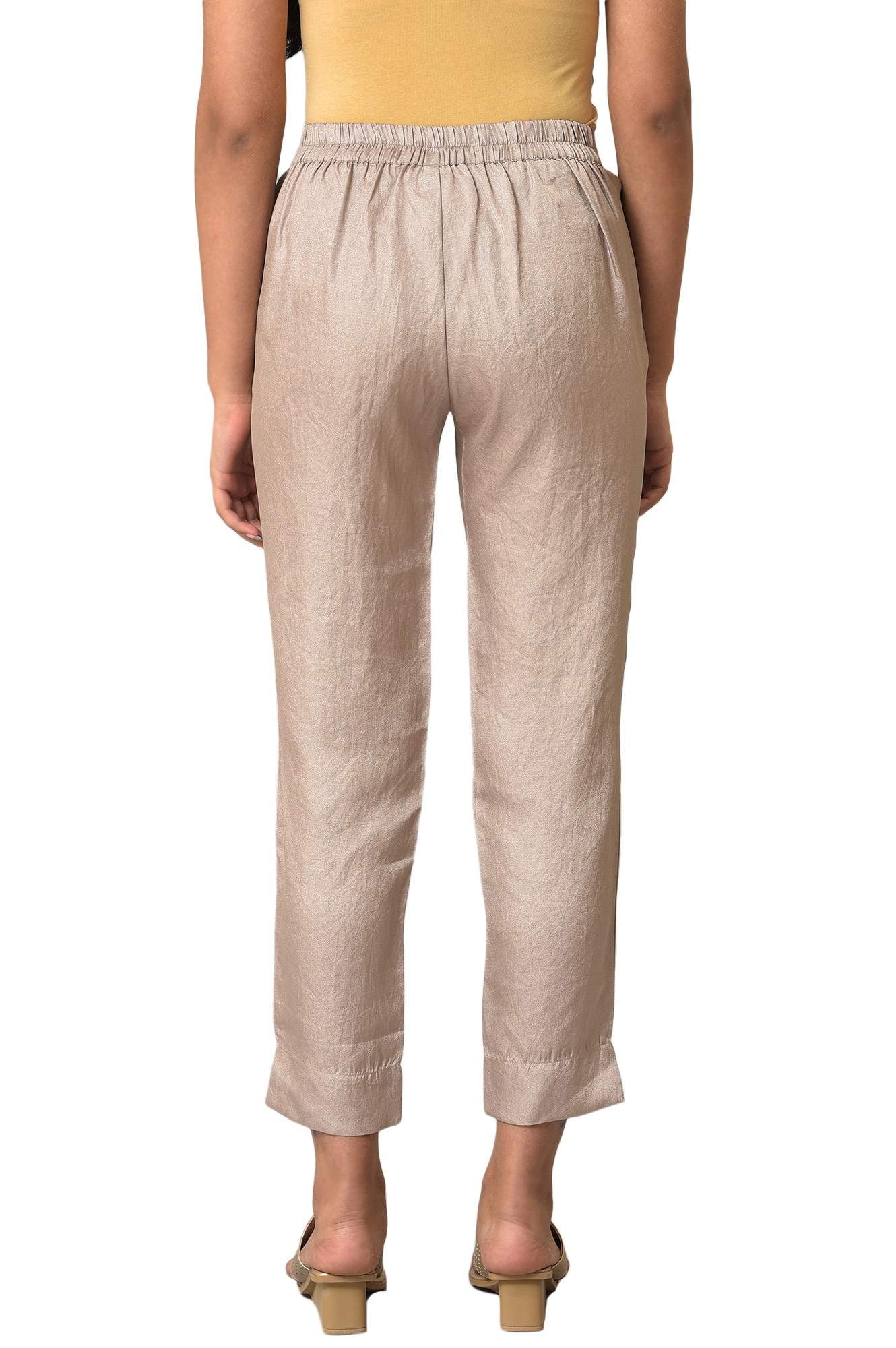 Aurelia Gold Solid Parallels Ethnic Bottomwear for Women