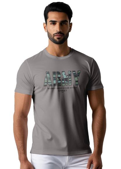Peppyzone Mens Regular Fit T-Shirt (PZ-Army433_Grey