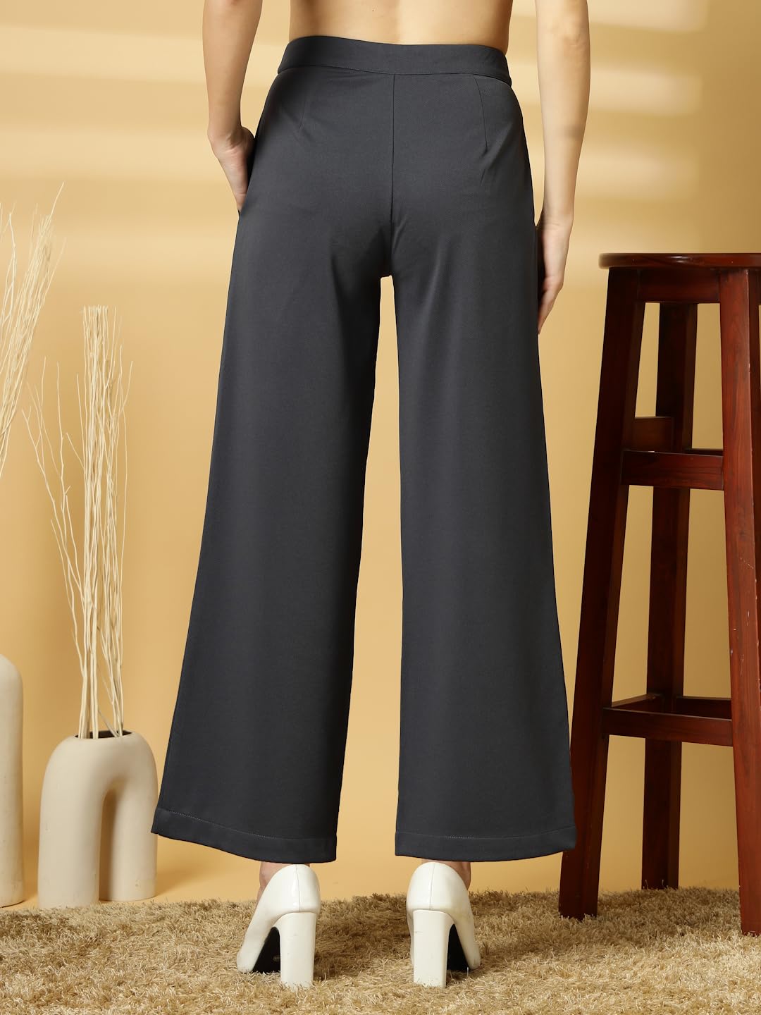 OOMPH! Womens Straight Fit Mid Rise Korean Trousers|Trouser Pants for Women|Elegant Workwear for Office, College & Events|Trous