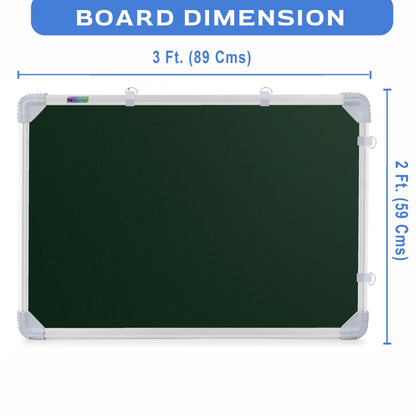 Eduway 3X2 Feet Kunj Non-Magnetic Double-Sided Chalk Board & White Board (Combo Pack) With 1 Wooden Duster, 2 Chalk Holders, 10