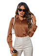 Indoprimo WomenS Solid Satin Casual Shirt | Stylish Western Long Sleeve Shirt For Women