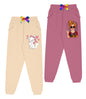 Kyda Kids Cotton Printed Regular Fit Track Pants For Girls (Pack Of 2)