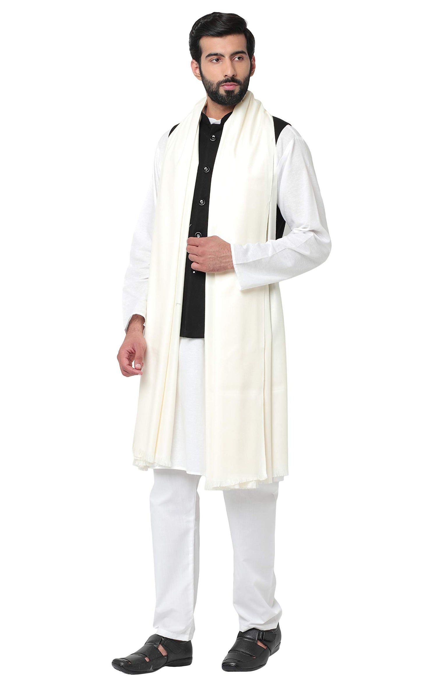 Weavers Villa Mens Plain Woollen Dhariwal Lohi/Shawl, 125cm x 250cm