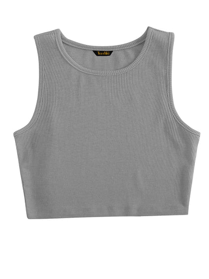 Toochki Tops for Woman | Spandex Top | Crop | Short | Western | for Jeans | Sleeveless | Stretchable | Grey