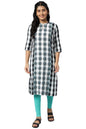 Aurelia Cotton Women Dobby Geometric Yarn Dyed Straight Regular Kurta