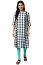 Aurelia Women White Dobby Geometric Yarn Dyed Straight Kurta_22Aua13347-702573_L