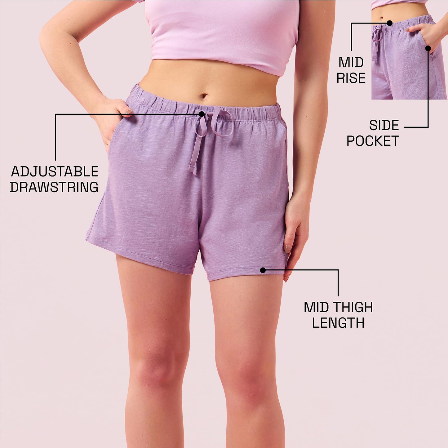 Enamor Womens Boxer Shorts (E062_Chalky Violet