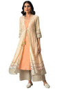 Aurelia WomenS Beige Printed Front Open Gilet With Peach Inner Kurta And Beige Straight Palazzo_22Aud10439-503225_Xl