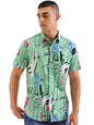 The Indian Garage Co Men Green Abstract Printed Slim Fit Cotton Casual Shirt