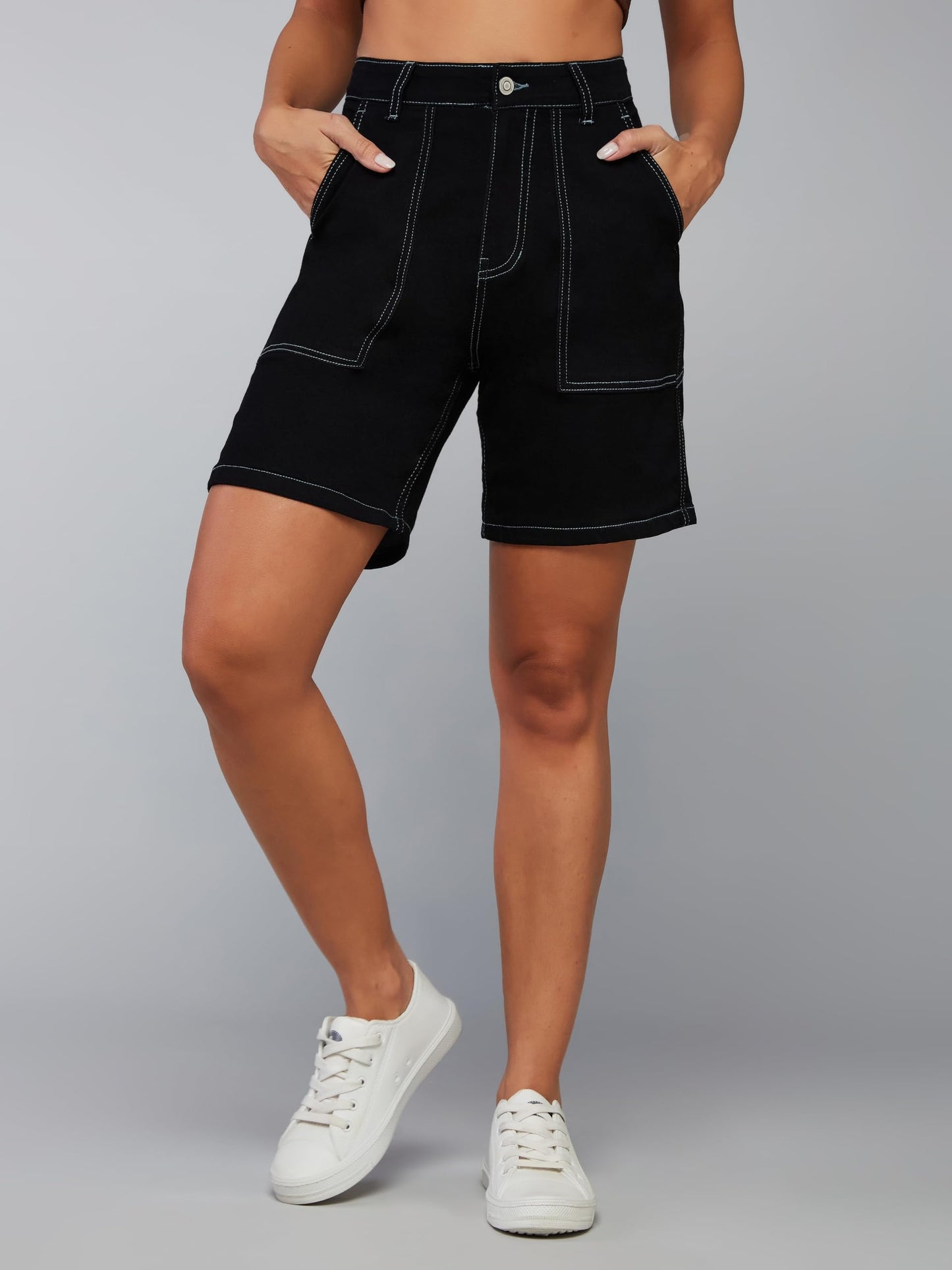 Dolce Crudo Swing Swagger Denim Shorts Black