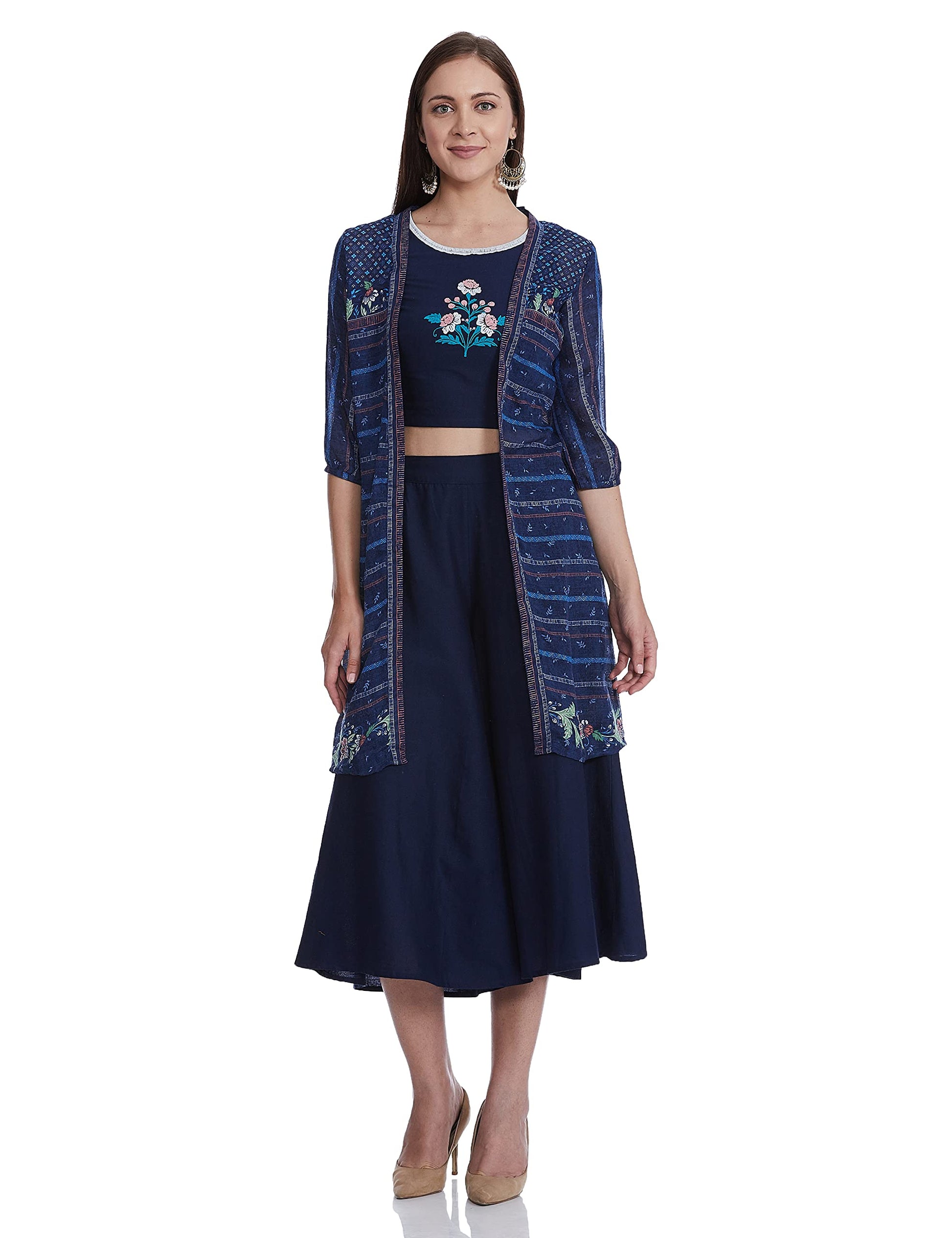 Aurelia WomenS Georgette Salwar Suit Set (20Feas30171-501457_Blue_Small)