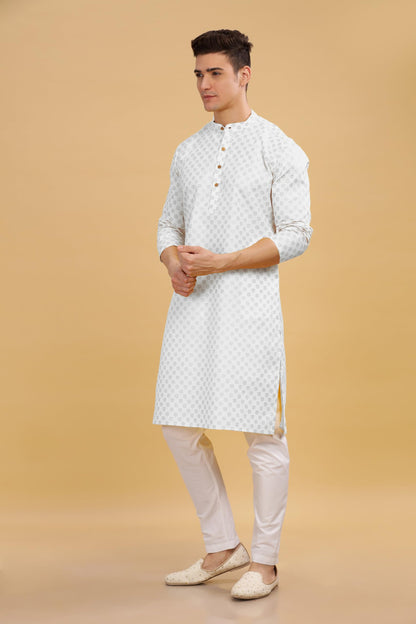 Be Active MenS Cotton Regular Kurta (C-399-1_White-1