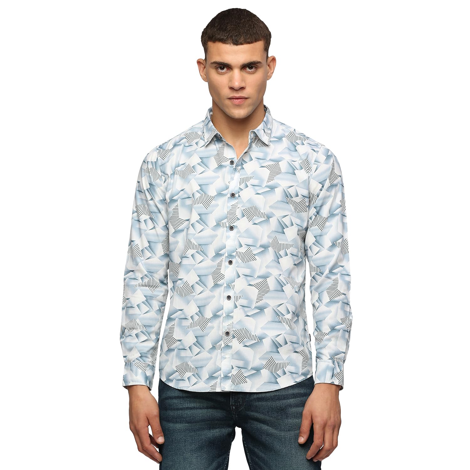 Pepe Jeans MenS Cotton Regular Fit Printed Shirts White, Large