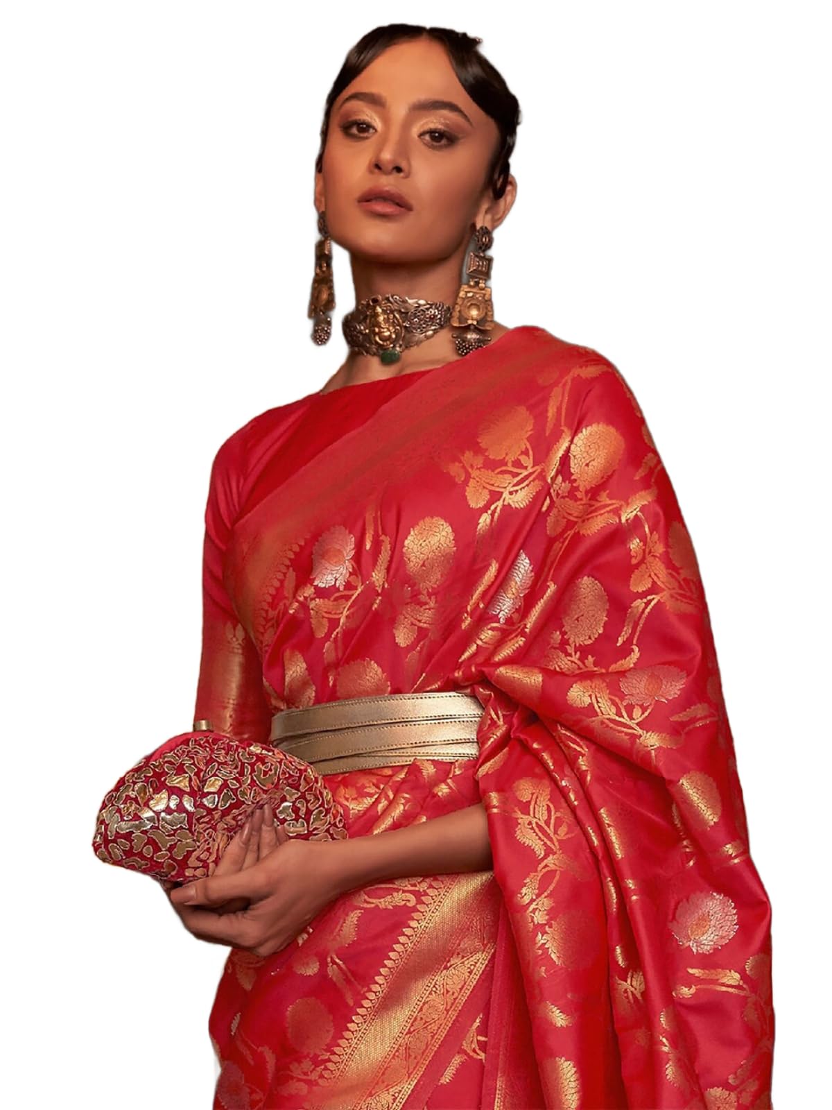 Madhuhansh WomenS Pure Kanjivaram Silk Saree With Unstitched Blouse Piece Soft Silk Fabric Jacquard And Zari Woven Stylish Sari