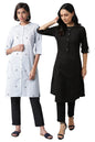 W For Woman Cotton Kurtas Combo | Straight Cotton Kurtas For Women Combo Pack Of 2 Light Blue
