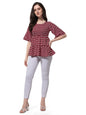 OOMPH! Peplum Tops for Women, Red - mt379