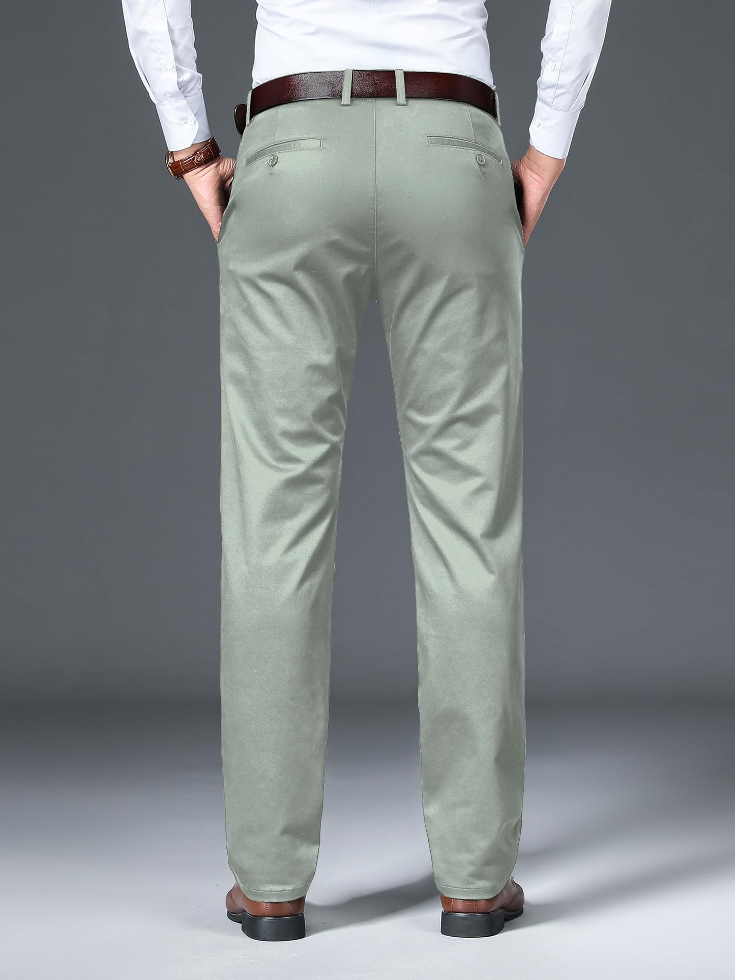 AVANOVA Mens Solid Light Pista Trousers Light Business Style Slightly Stretch Straight Leg Pants for Outdoor Casual Daily Trouse