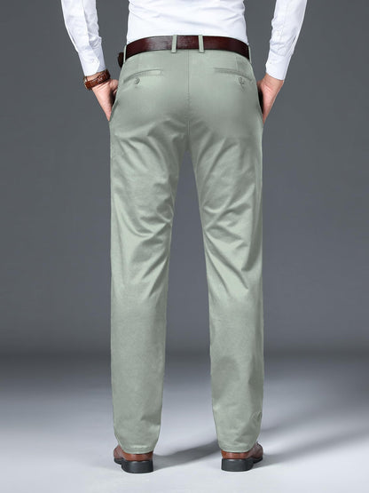 AVANOVA Mens Solid Light Pista Trousers Light Business Style Slightly Stretch Straight Leg Pants for Outdoor Casual Daily Trouse