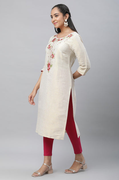 Aurelia Womens Cotton Blend Regular Kurta (24FEA14203-703930_Off White
